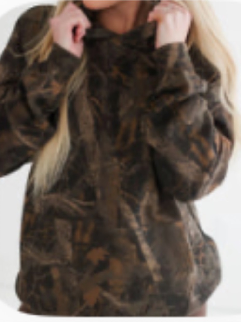 Lily & Lottie Coco Camo Hoodie Size Medium Brown Black Kangaroo Pocket Comfy